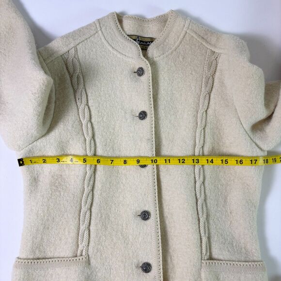 Vintage Kitz-Pichler Boiled Wool Cardigan Jacket Womens Small Cream Button Front - Picture 7 of 16